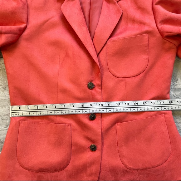 Pierre Cardin Coral Orange Suede Blazer - Picture 8 of 8